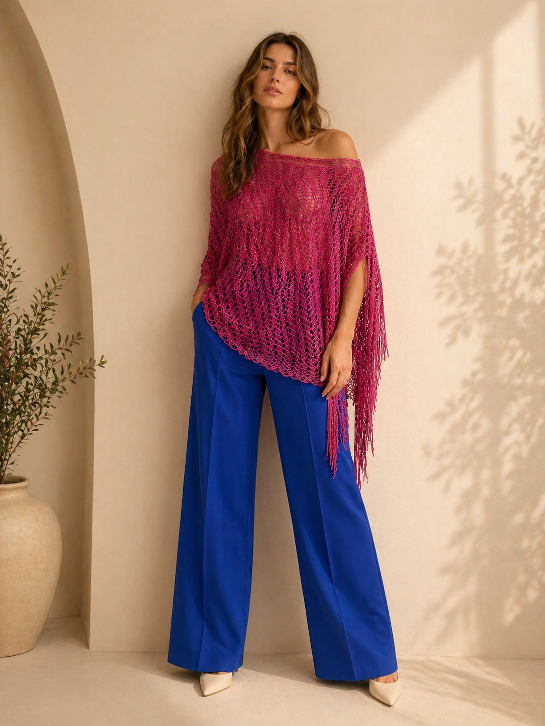 Poncho fucsia