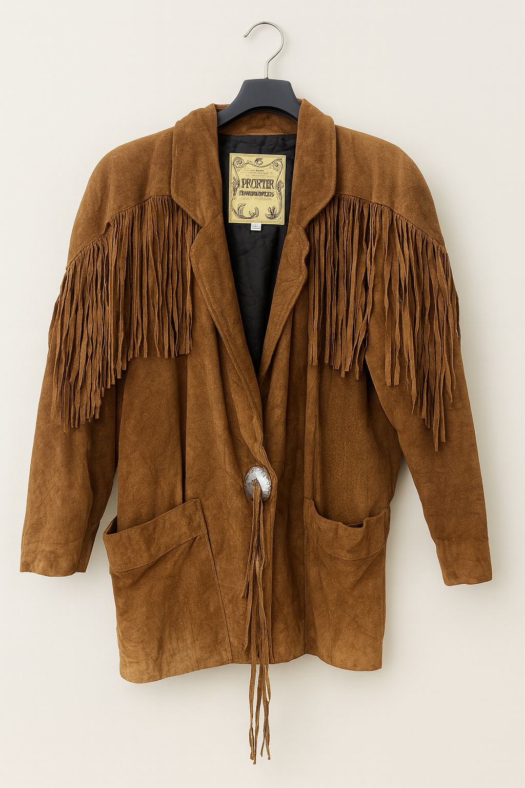 Veste western en daim à franges