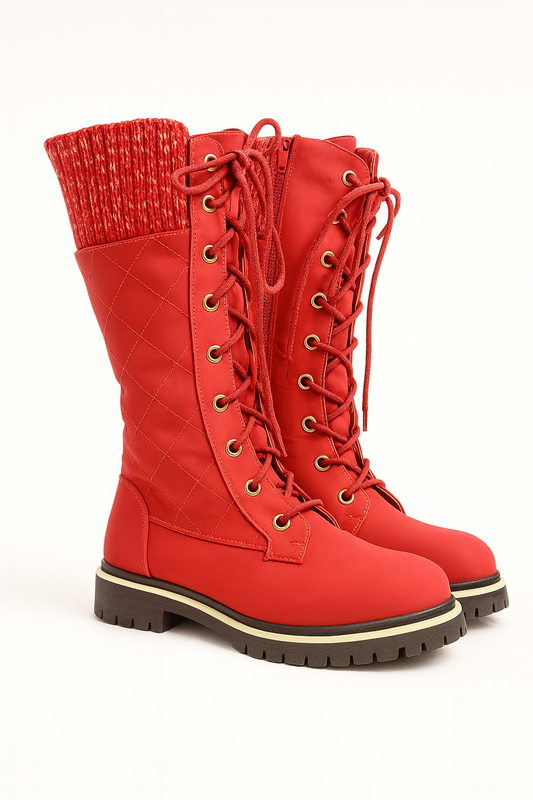 Bottes hautes à lacets et détails en mesh