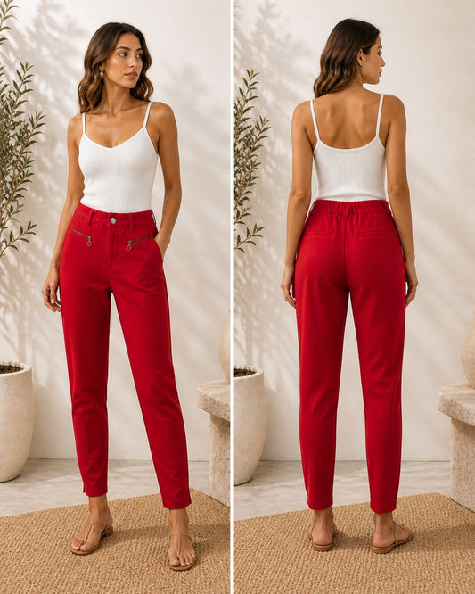 Pantalone rosso elasticizzato Maddison